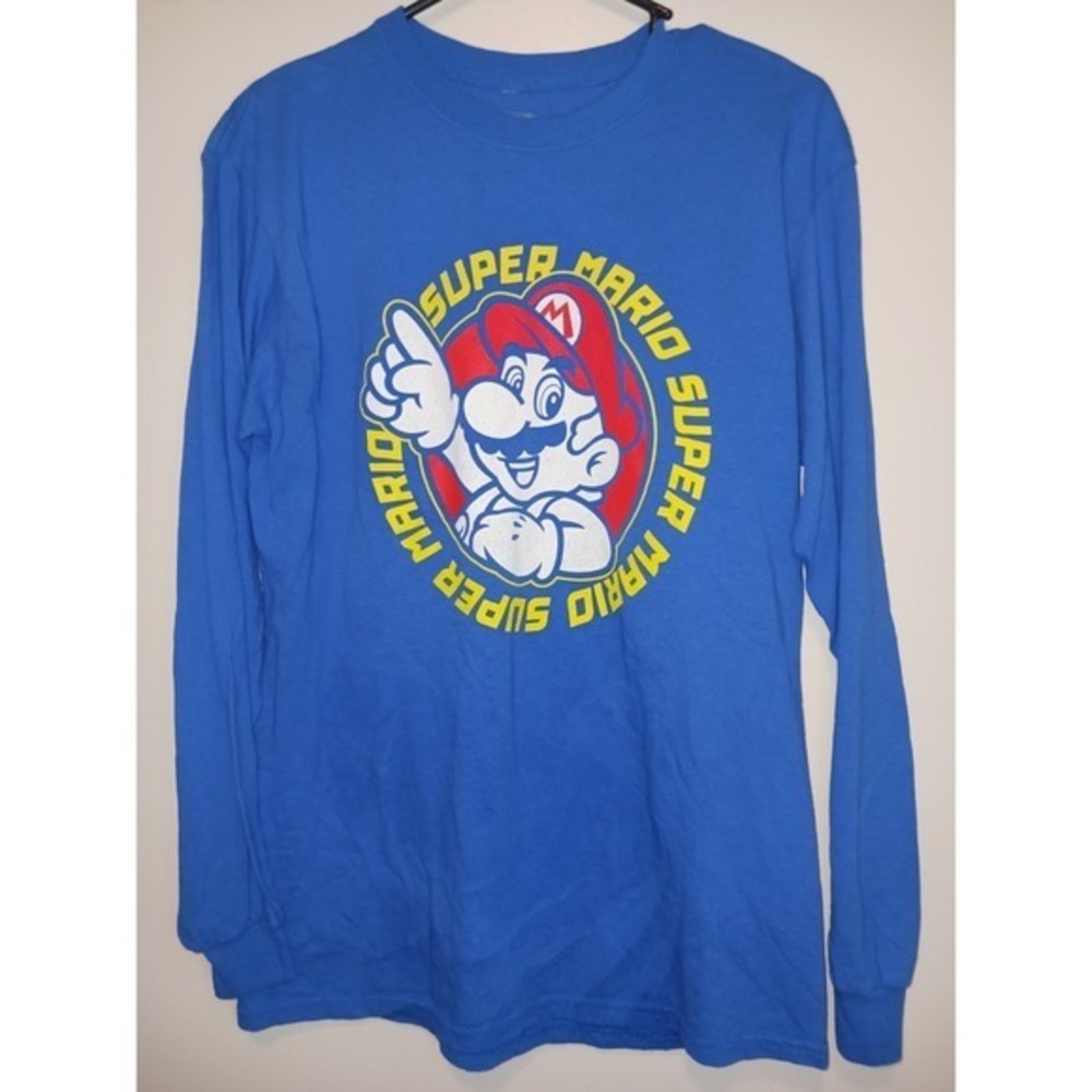Super Mario Long Sleeve Medium Blue Tshirt